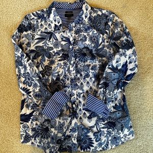 Talbots Blue and White Blouse